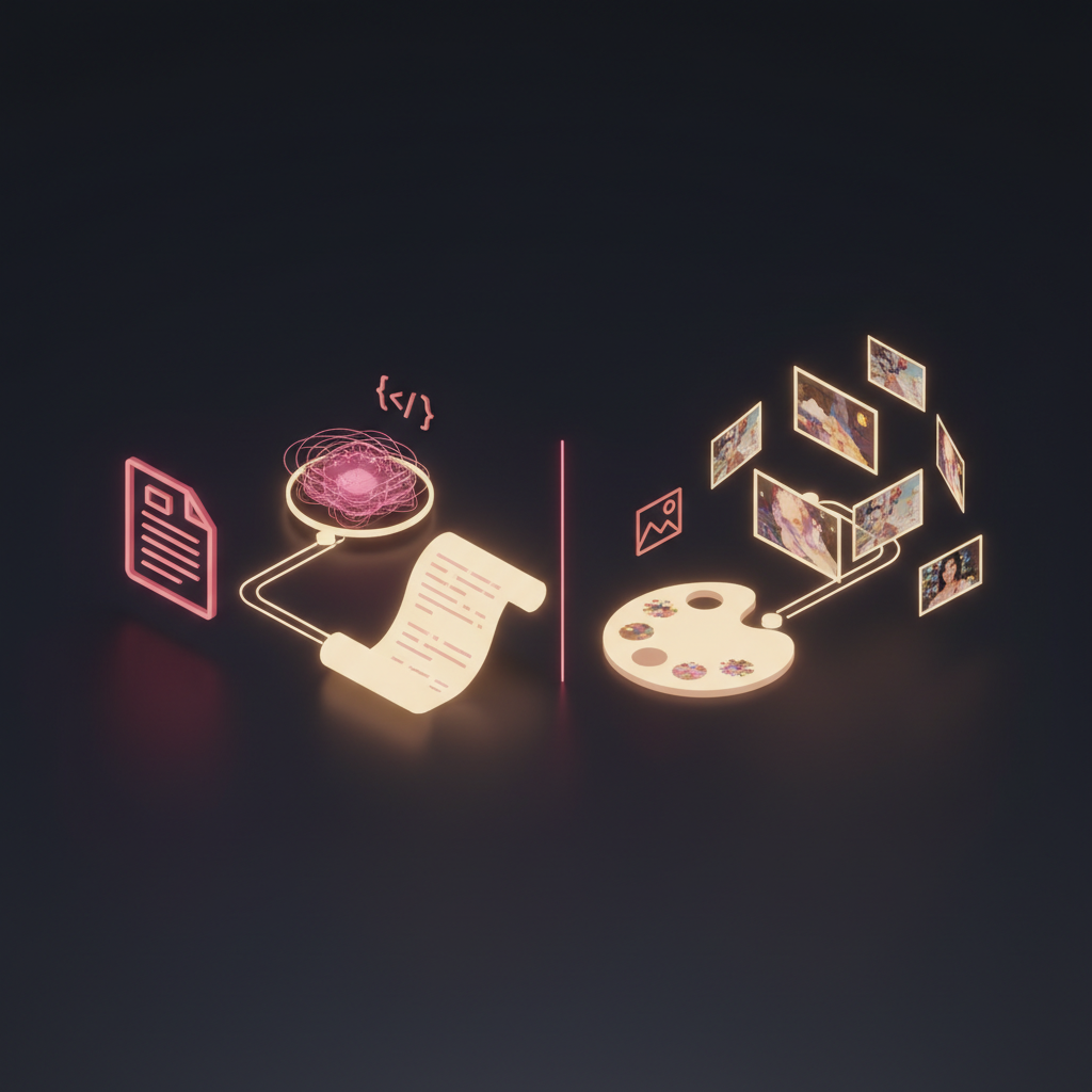 A pipeline diagram showing blog post flowing through manifest generation, then image generation, producing hero and in-post images