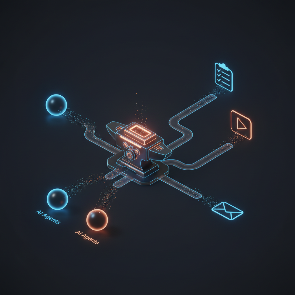 A diagram showing the flow from agents through FOUNDRY to external APIs — agents call MCP tools, FOUNDRY executes workflows, APIs return data