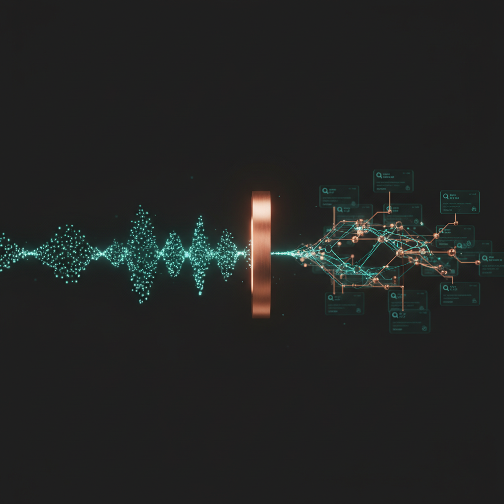 A dark audio pipeline turning podcast waves into structured notes, highlights, and searchable knowledge